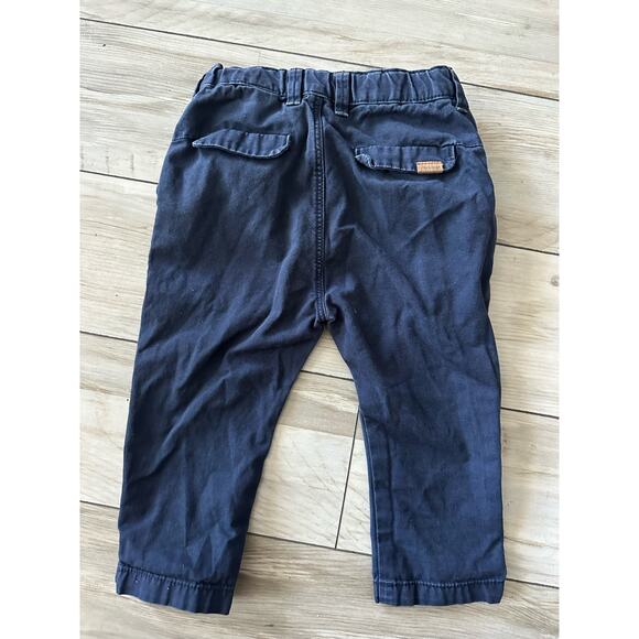 Zara Pants Baby Boy 9-12 Months Navy Blue Chino Cotton Adjustable Waist - Picture 3 of 7